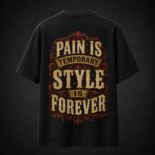 Pain Is Temporary Oversize Shirt schwarz Backprint